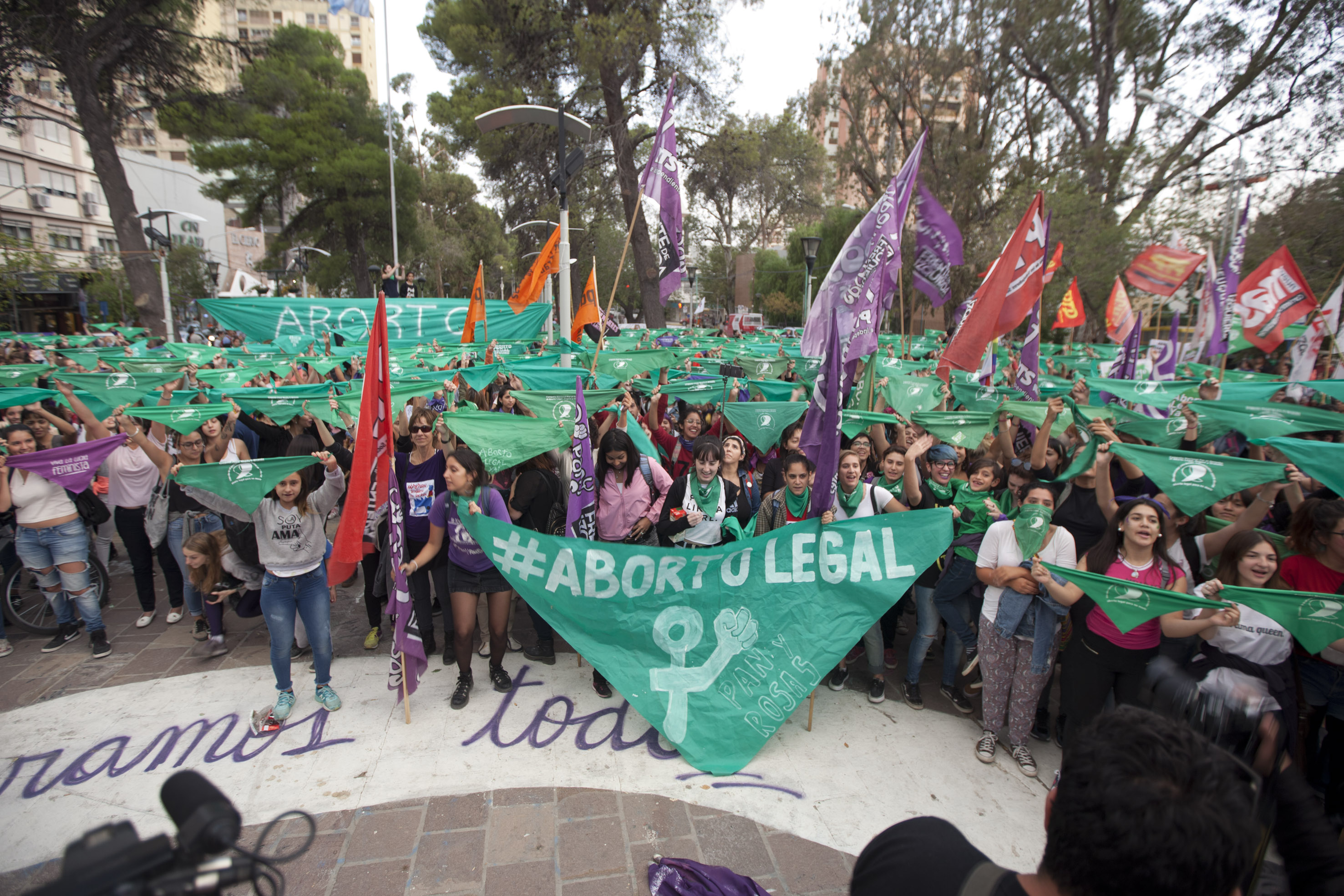 Pañuelazo a favor del aborto en Neuquén. Foto Juan Thomes