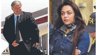 La pareja “inversora”: el fallecido Daniel Muñoz y su viuda Carolina Pochetti, excarcelada el viernes.