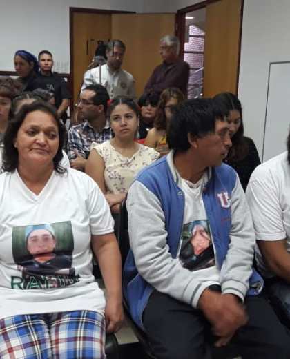 Graciela Salvo, madre de Rafael Nahuel, en la primera fila de la audiencia de apelaciones. (Foto: César Izza)
