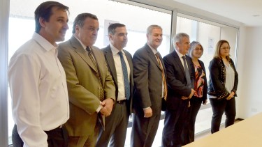 El Consejo en pleno: Domínguez, Inaudi, Mazieres, Gallia, Moya, Morillo y López Osornio.