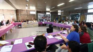El plenario de secretario generales de ATEN en Zapala. Foto: gentileza