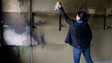 Prendieron fuego en la escuela 255 del barrio Abedules. Foto: Chino Leiva