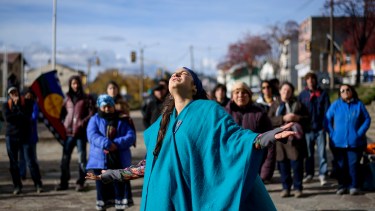 Movilización de la comunidad mapuche. Foto: Marcelo Martinez