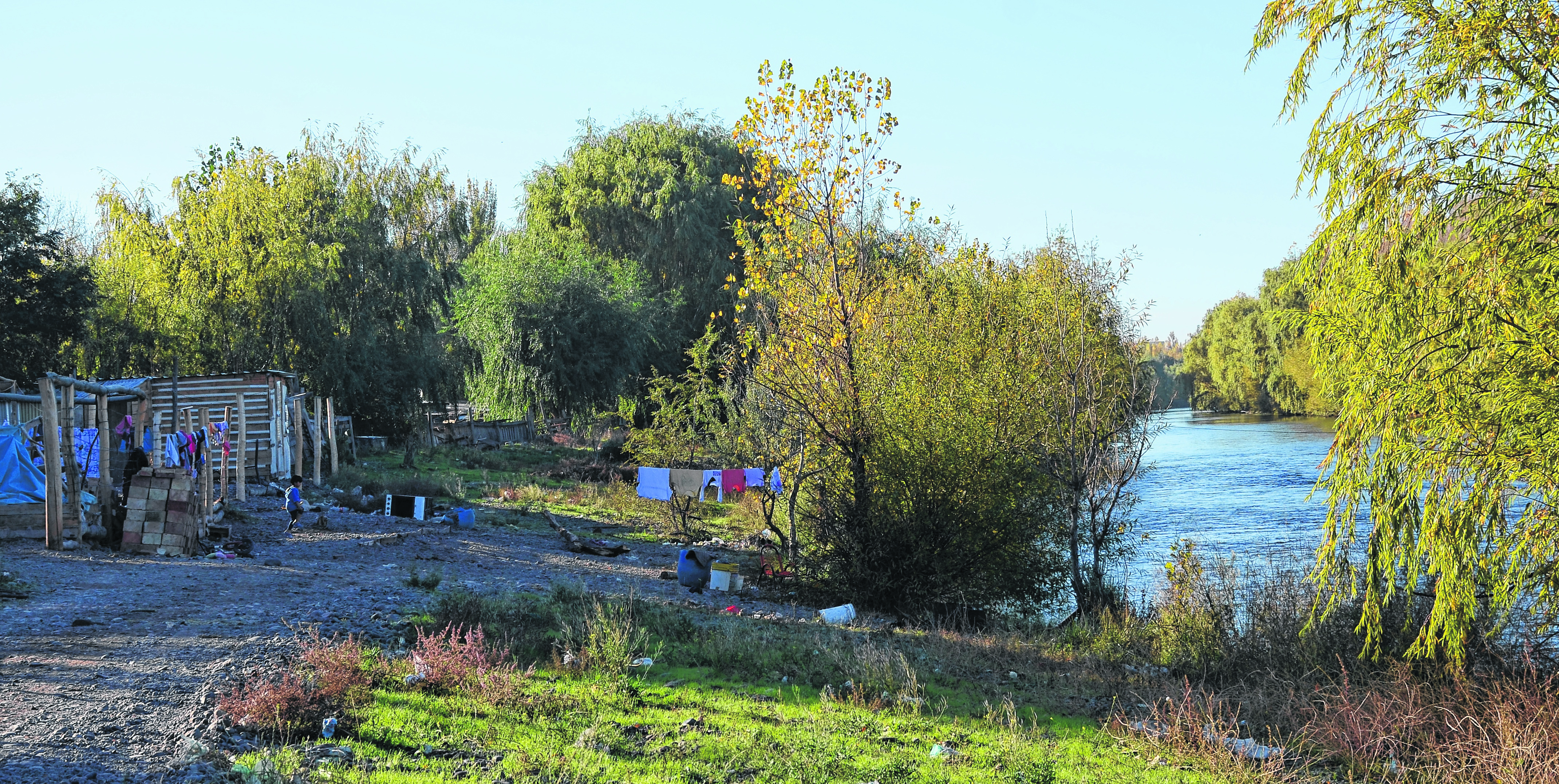 En Cipolletti los vecinos del barrio Costa Sur fueron ganando metros a la línea de ribera con las bajantes de los últimos años. (Foto: Mauro Pérez)