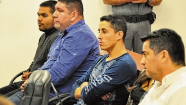 De izquierda a derecha: Lucas Medina, Pablo Escudero, Rumualdo Mardones Vázquez y Juan Rubilar (absuelto). Foto: Juan Thomes