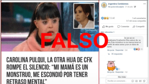 Es falso que CFK tiene una “hija escondida” con síndrome de down