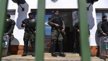 El Escuadrón 34 de Gendarmería Nacional en Bariloche, custodiado en la última visita de Bullrich. (Archivo)