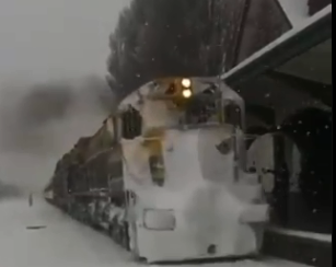 El Tren Patagónico sorteando la nieve en el invierno pasado. Foto Archivo.