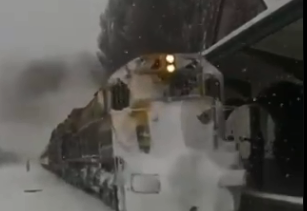 El Tren Patagónico sorteando la nieve en el invierno pasado. Foto Archivo.