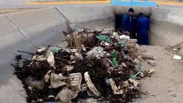 Roca: kilos de basura depositados en los canales de riego