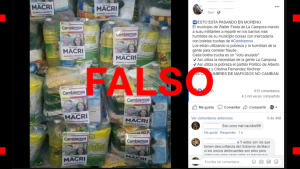 No, la municipalidad de Moreno no está repartiendo bolsones de comida con boletas truchas de Cambiemos