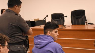 El imputado Alfredo Escobar, durante la audiencia de formulación de cargos por el femicidio de Cielo López. Foto: Flor Salto.