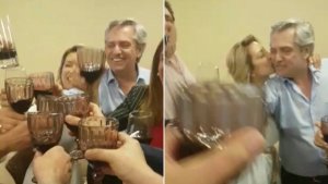 El brindis de Alberto Fernández y el cantito en contra de Macri