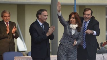 Cristina y Pichetto, juntos durante la visita de la entonces Presidenta a Roca. (Foto archivo)