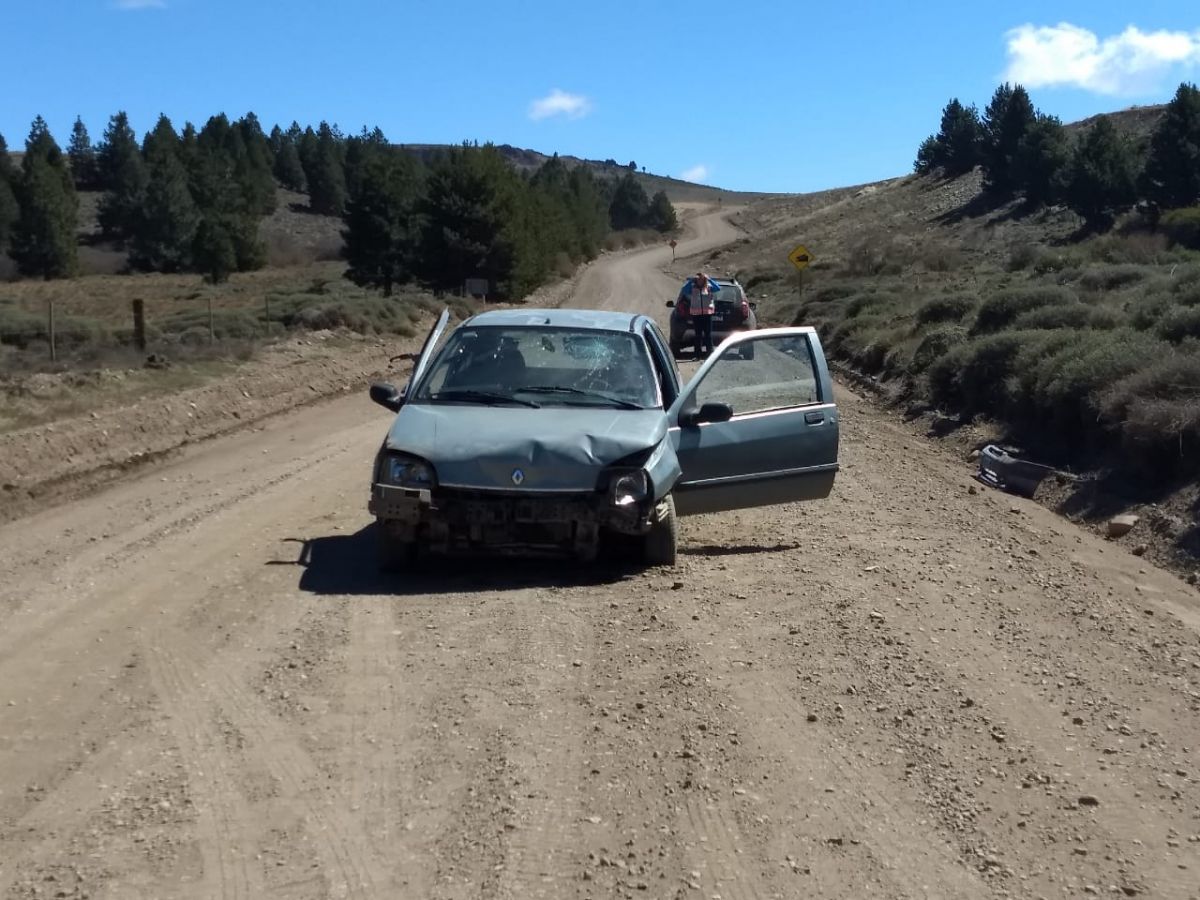 Los dos ocupantes del Renault Clio fueron asistidos por el paramédico y la médica que regresaban a Bariloche. (Foto: Gentileza)
