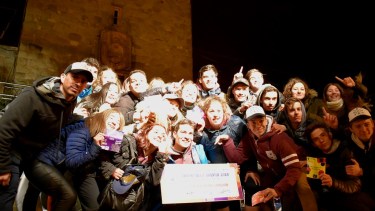 El grupo de alumnos de 5toB del colegio Don Bosco, ganó la Semana de la Juventud en Bariloche. gentileza