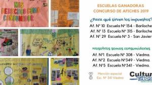 Escuelas de Viedma, San Javier y Bariloche ganaron el concurso de afiches de la Agencia de Recaudación