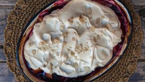 Y de postre… frutas asadas con merengue