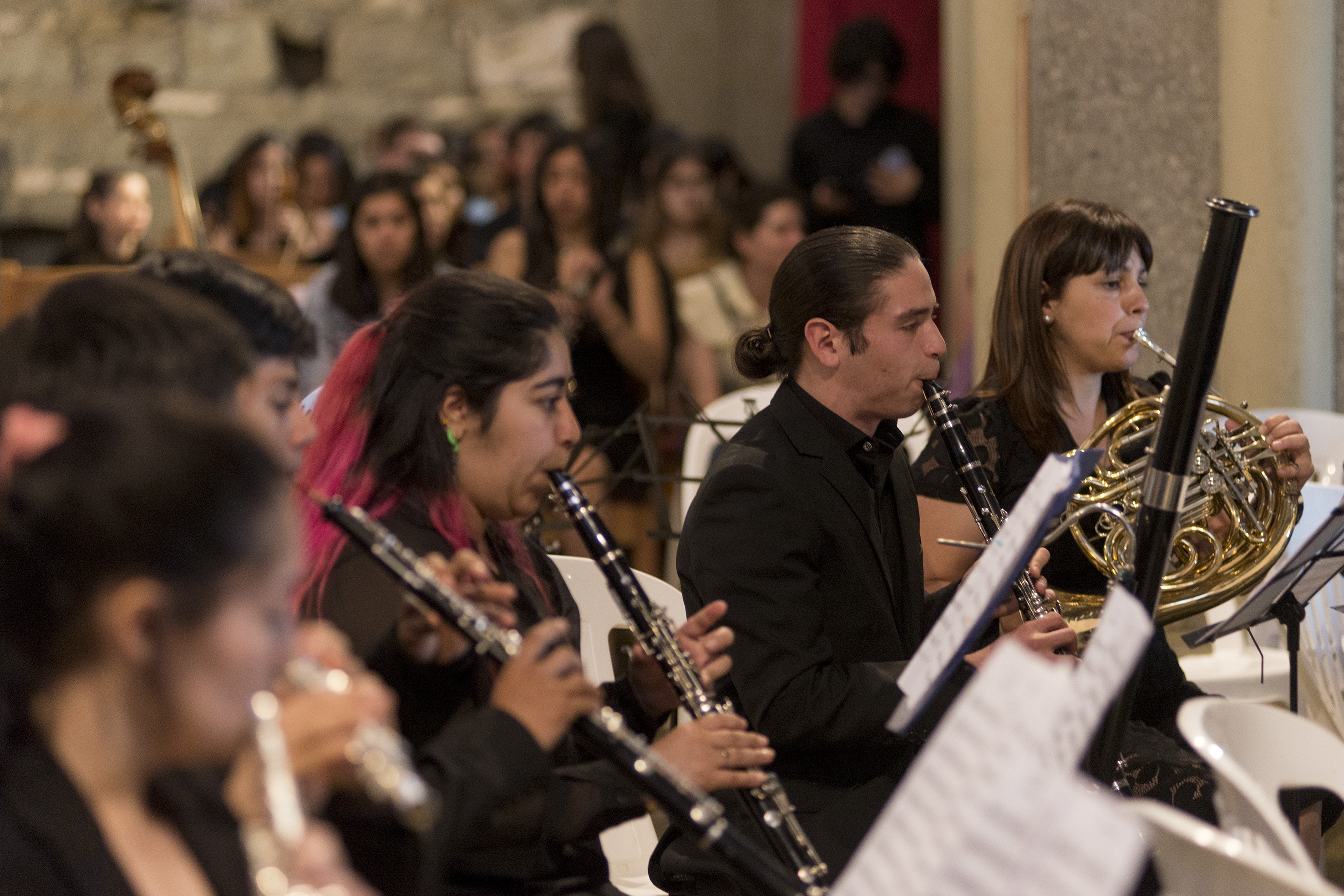 El encuentro reunió a la Camerata Juvenil Municipal, la Orquesta del Bicentenario de Bariloche y la Orquesta del colegio Mark Twain, de Córdoba. Foto: Marcelo Martinez