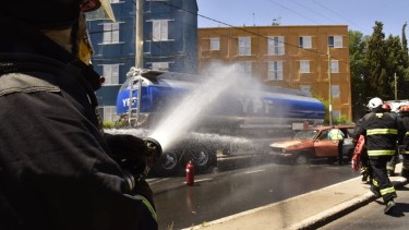 Bomberos participaron del simulacro.  Foto: Gentileza