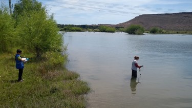 Recursos Hídricos desplegó un operativo para comprobar que el hidrocarburo no llegó al Limay. Foto Neuquén Informa
