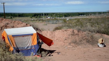 La toma de Pluspetrol. Foto: Mauro Pérez