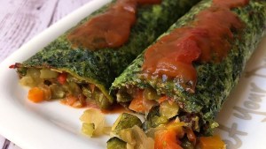 Canelones de verduras con masa de brócoli