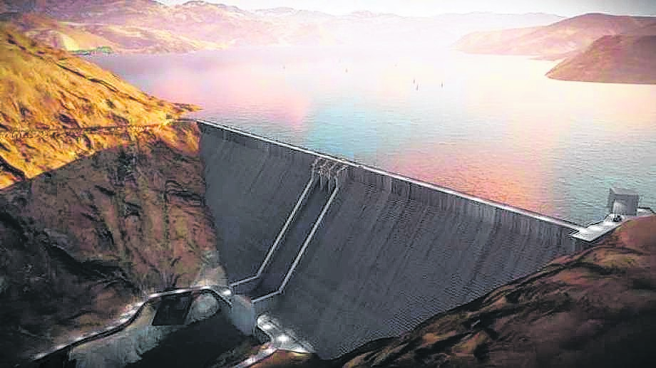 Una representación de cómo sería la represa que quiere construir Mendoza. 