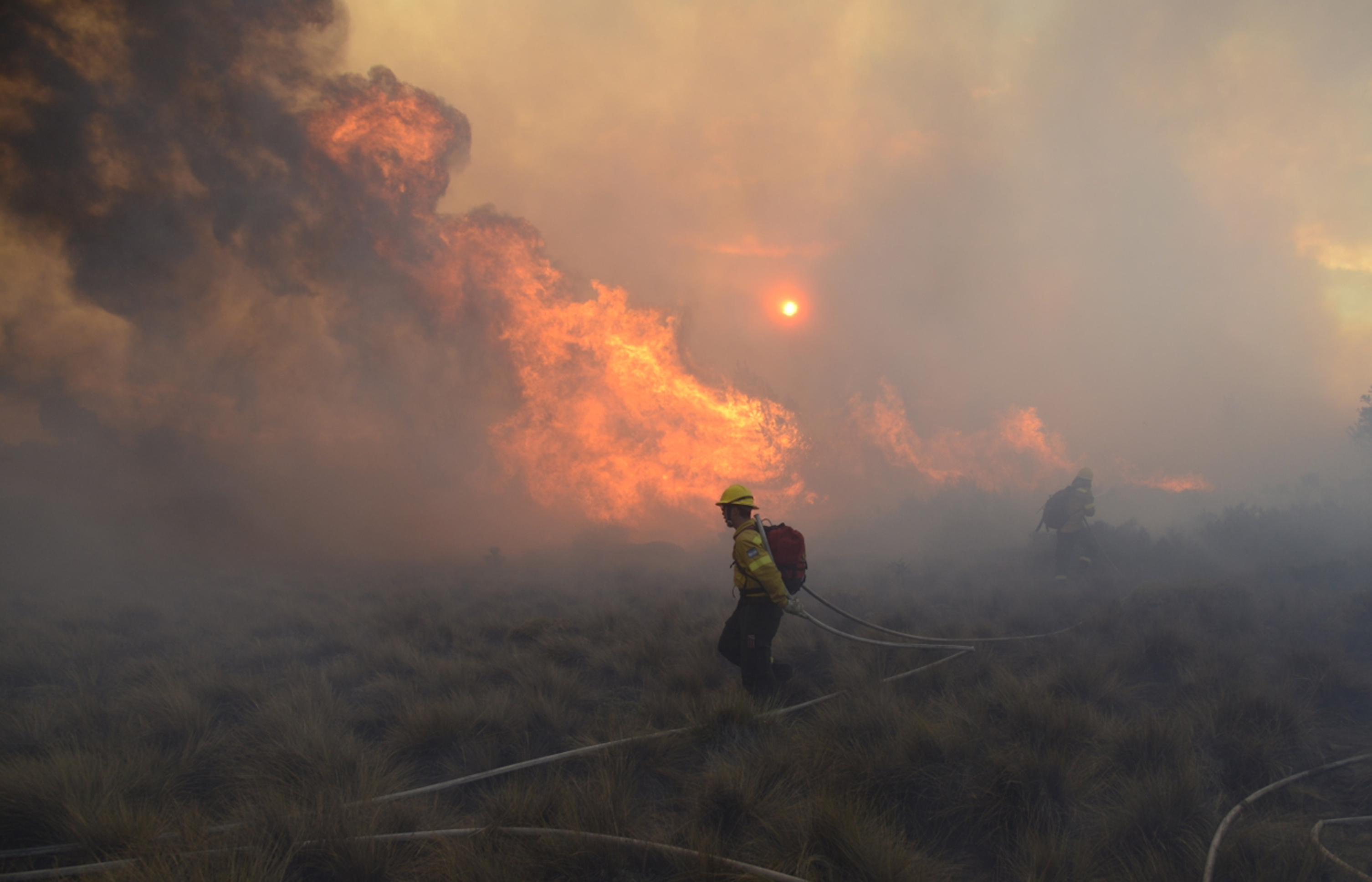 Fuerte incendio forestal en Bariloche. (Foto: Marcelo Martínez)