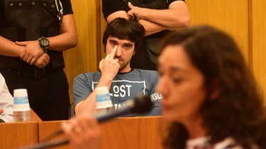 Jorge Quiroz, imputado por intento de femicidio en su juicio de cesura, este mediodía. Foto: Emiliana Cantera.-