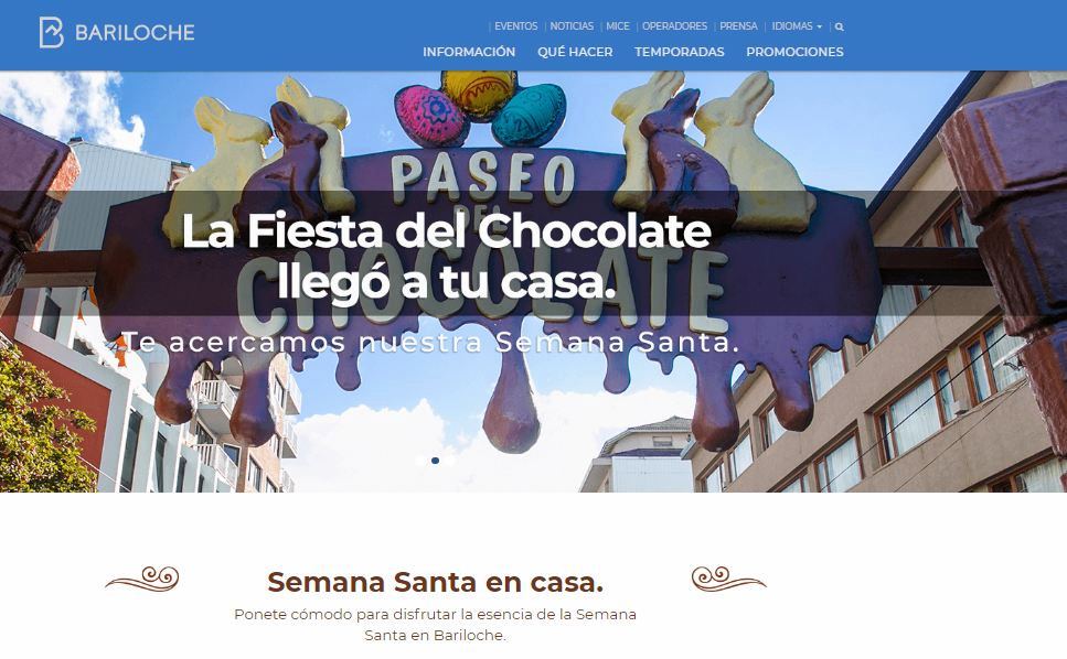 Bariloche presentó su "landing page" que ofrece un abanico de opciones para disfrutar de la ciudad desde casa. 