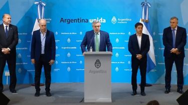 Alberto Fernández habló rodeado por Horacio Rodríguez Larreta, Axel Kicillof y Gerardo Morales, entre otros. Foto: captura de pantalla.-