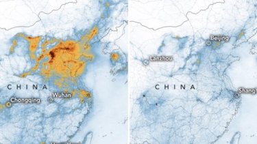 A través de imágenes satelitales, se comparó la contaminación en China (Imagen: NASA)