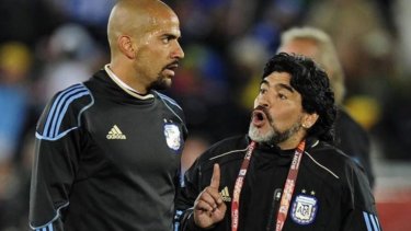 La Brujita y Diego, en épocas de la selección nacional, previo al Mundial de Sudáfrica 2010.