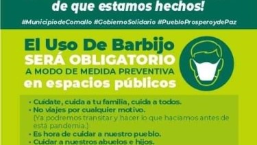 Por WhatsApp el municipio distribuye folleteria sobre el uso de barbijos. (Foto: gentileza)