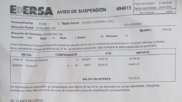 Edersa había comunicado la suspensión del servicio por una deuda.