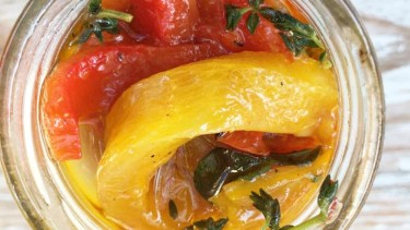 Pimientos ahumados y hamburguesa veggie para repetir