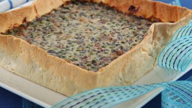 Tarta de arvejas y panceta