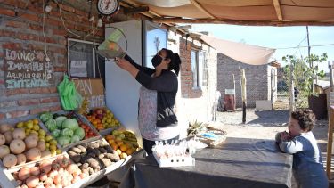 Nora utilizó el subsidio de 10 mil pesos para poner una verdulería en su casa. (Foto: Florencia Salto)