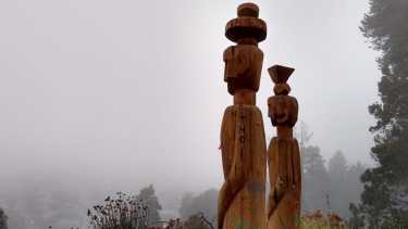 La niebla cubre los barrios que son imperceptibles desde el mirador ubicado junto a la Universidad del Comahue.