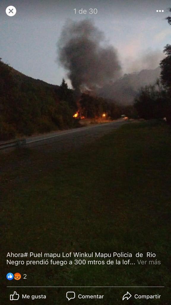 Por redes sociales circularon fotos con focos de incendios en la zona de Villa Mascardi.