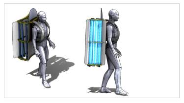La mochila desinfectante diseñada por científicos del Ipatec y personal de Invap. Foto: gentileza