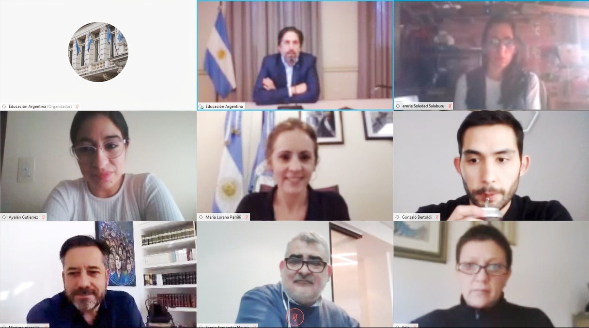 Captura de la pantalla de la reunión de Nicolás Trotta con los diputados del Frente de Todos (gentileza)