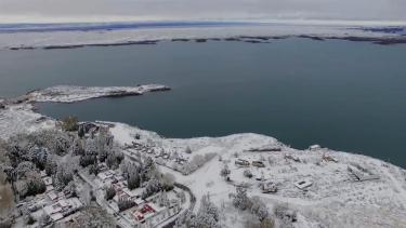 El Chocón nevado. Captura de video.