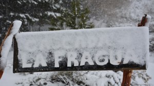 Postales de la nevada en una cascada del norte neuquino