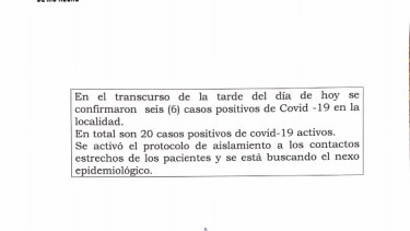 El hospital emitió anoche un comunicado dando a conocer los nuevos casos positivos.