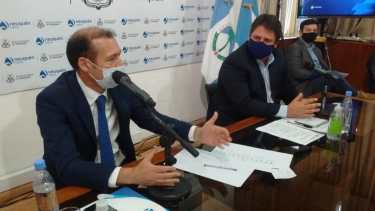 Gutiérrez y Gaido dieron una conferencia de prensa, la primera durante la cuarentena. (Oscar Livera).-