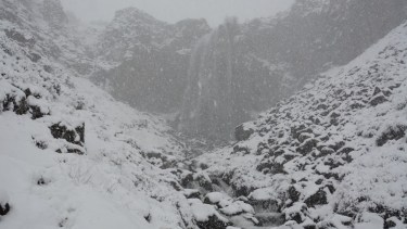 Nevada en cascada La Fragua, a 4 km de Manzano Amargo, norte neuquino. Foto: Martín Muñoz.