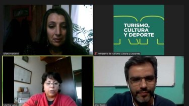 Eliana Navarro en teleconferencia junto a Vélez y Ávalos.