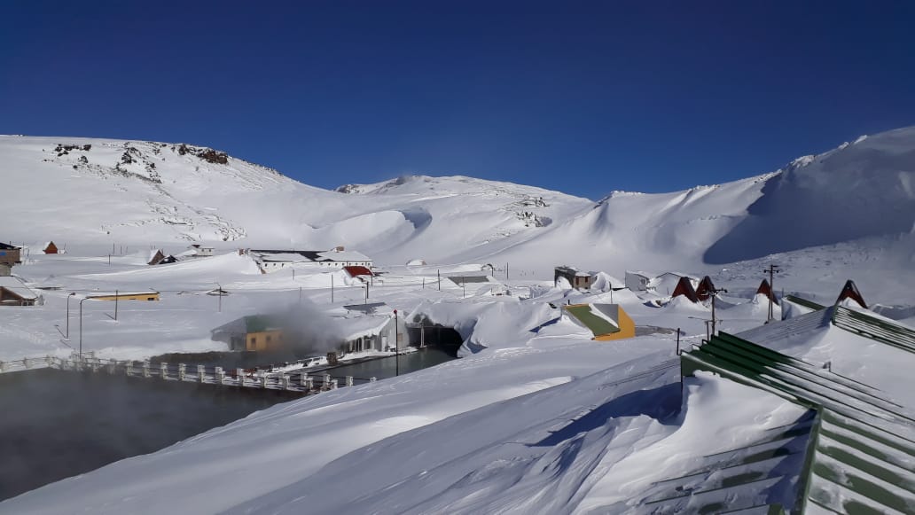 Así están las termas de Copahue después de las últimas nevadas en esta paradisíaca zona de Neuquén en la cordillera.